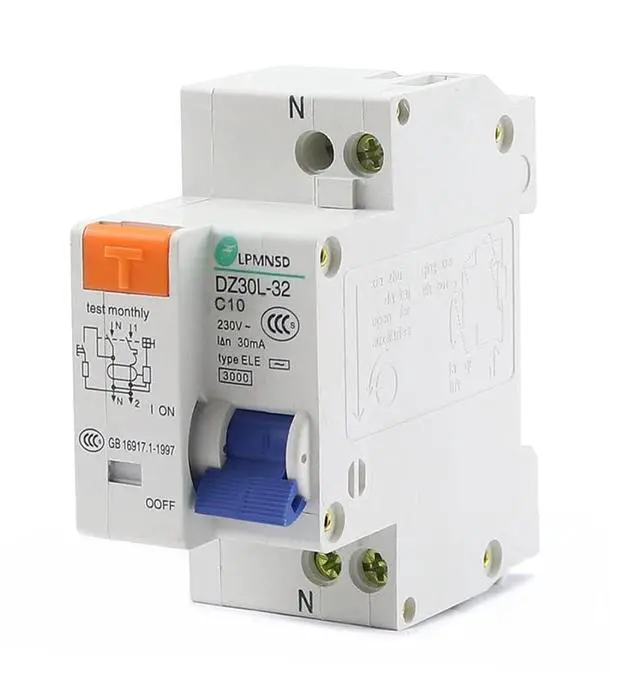 Main image of DZ30L-32 1P+N Mini Circuit Breaker 230V Leakage Device Circuit Breaker DIN Rail Install 10A 16A 20A 25A 32A (Size : 32A)