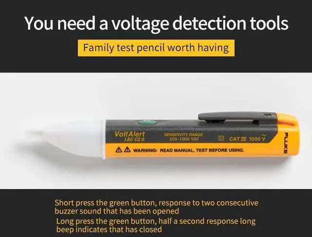 Alt view image 6 of 7 - FLUKE 2AC Volt Alert AC Non-Contact Voltage Testers from FLUKE 90V-1000V Non-Contact Test Pencil