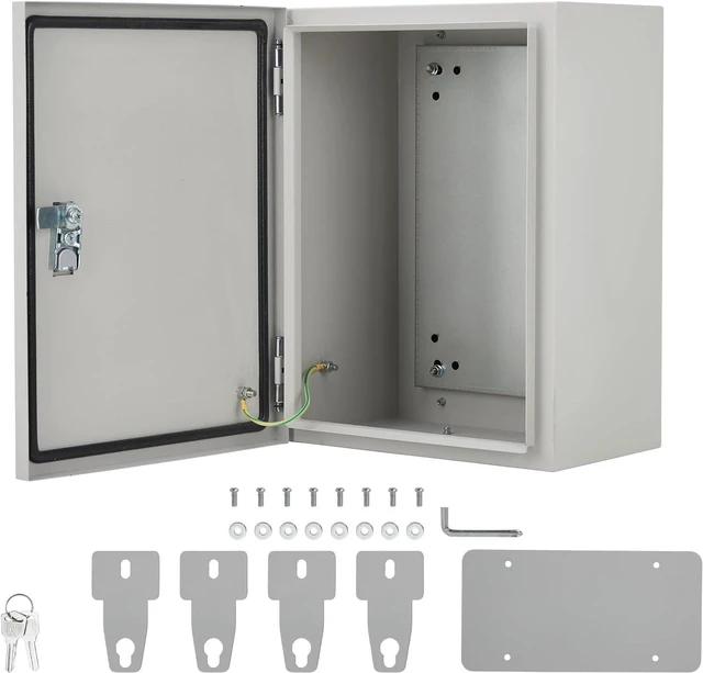 Alt view image 2 of 7 - Outdoor Electrical Box, 14"x10"x6" NEMA 4X Steel Enclosure, IP67 Waterproof & Dustproof, Lockable Electrical Junction Box with Mounting Plate and 2 Keys, Indoor and Outdoor Use