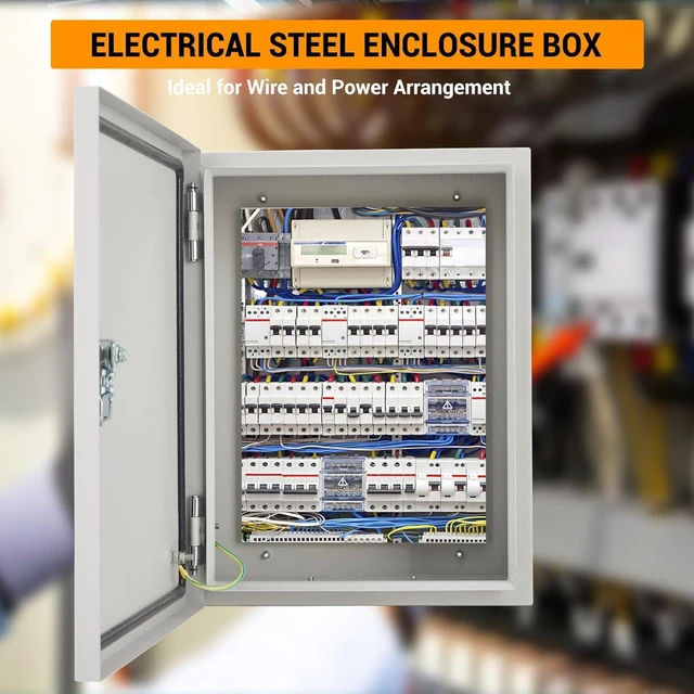 Alt view image 6 of 7 - Outdoor Electrical Box, 14"x10"x6" NEMA 4X Steel Enclosure, IP67 Waterproof & Dustproof, Lockable Electrical Junction Box with Mounting Plate and 2 Keys, Indoor and Outdoor Use