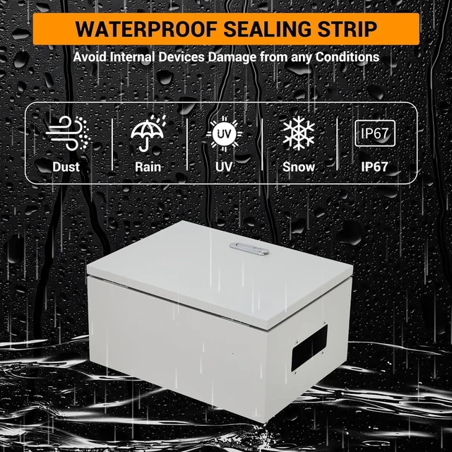 Alt view image 7 of 7 - Outdoor Electrical Box, 14"x10"x6" NEMA 4X Steel Enclosure, IP67 Waterproof & Dustproof, Lockable Electrical Junction Box with Mounting Plate and 2 Keys, Indoor and Outdoor Use