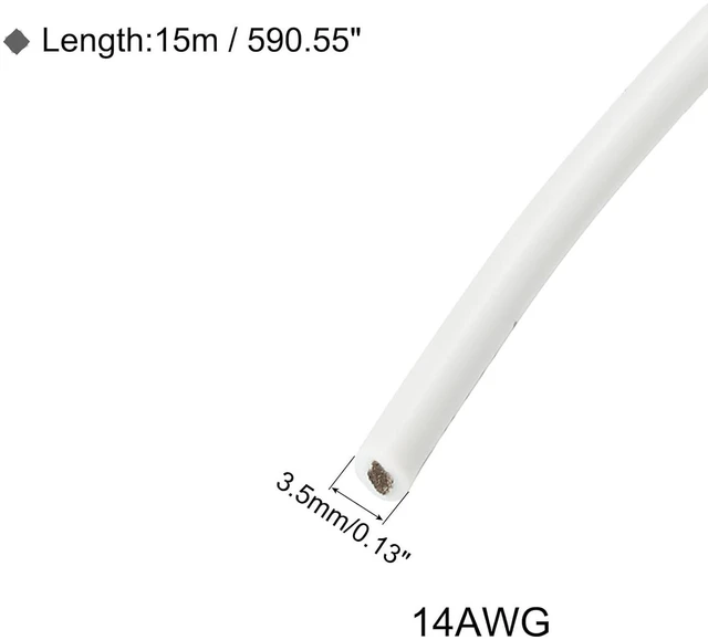 Alt view image 2 of 7 - MECCANIXITY 14 Gauge Silicone Wire 14AWG Electrical Stranded High Temperature Hookup Tinned Copper 15m/50ft White Spool for Model and DIY Wiring