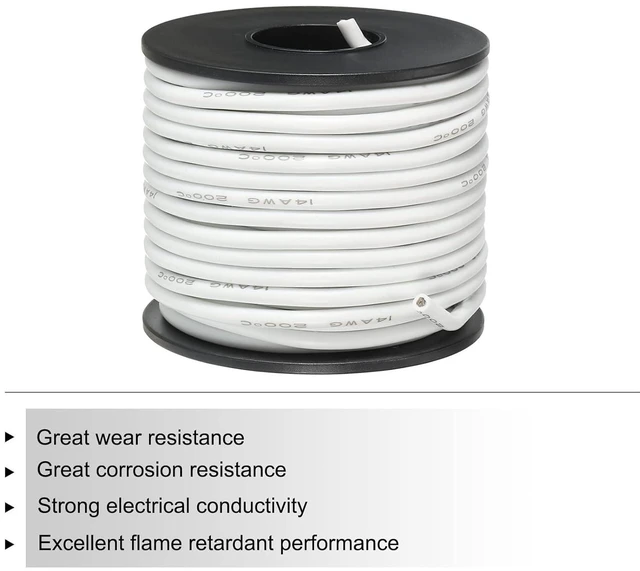 Alt view image 3 of 7 - MECCANIXITY 14 Gauge Silicone Wire 14AWG Electrical Stranded High Temperature Hookup Tinned Copper 15m/50ft White Spool for Model and DIY Wiring