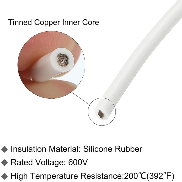 Alt view image 4 of 7 - MECCANIXITY 14 Gauge Silicone Wire 14AWG Electrical Stranded High Temperature Hookup Tinned Copper 15m/50ft White Spool for Model and DIY Wiring