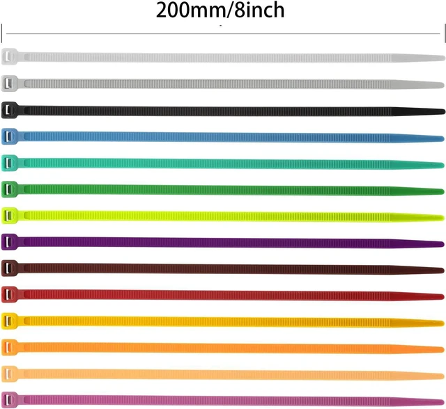 Alt view image 3 of 7 - XINGO 1200 PCS Colored Garden Zip Ties 8 inch, 50 lbs Strength, Multicolor Self-Locking Nylon Zip Ties for Marking Chickens Legs or Deco Mesh Wreath Supplies
