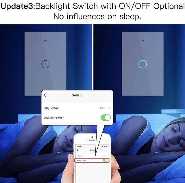 Alt view image 4 of 7 - MoesGo 2nd Generation WiFi RF433 Smart Touch Wall Single Fire Smart SwitchNo Neutral Wire Needed,Compatible with Smart Life/Tuya App, Works with Alexa and Google Home Single Pole 110V White 1 Gang