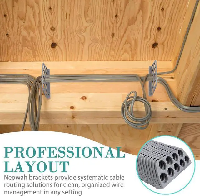 Alt view image 3 of 7 - 50 Pack Cable Chase-Wire Bracket, Cable Support Wire Bracket Holder for NMB Electrical Cord Organized Management, 9-Hole 1-Inch Diameter