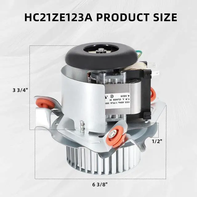 Alt view image 3 of 7 - Criditpid HC21ZE123A J238-150-15215 Draft Inducer Motor for Carrier Furnace, HC21ZE123 Exhaust Venter Motor for Bryant Payne Furnace, Inducer Motor Kit Includes Blower Wheel and Mounting Bracket.