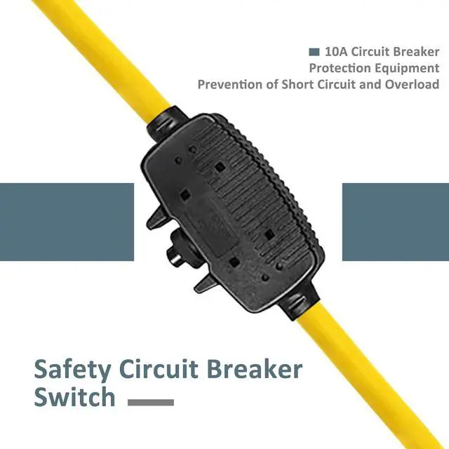 Alt view image 5 of 7 - 30 Ft Retractable Extension Cord Reel, 16/3 SJTW Power Cord with 3 Electrical Outlets, Ceiling or Wall Mount, 10 Amp Circuit Breaker, Adjustable Stopper, Metal Plate, UL Listed, Yellow