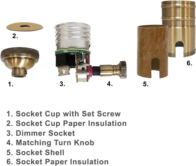 Alt view image 5 of 7 - Royal Designs Vintage Full Range Dimmer Turn Knob Lamp Socket, Antique Brass, Set of 2