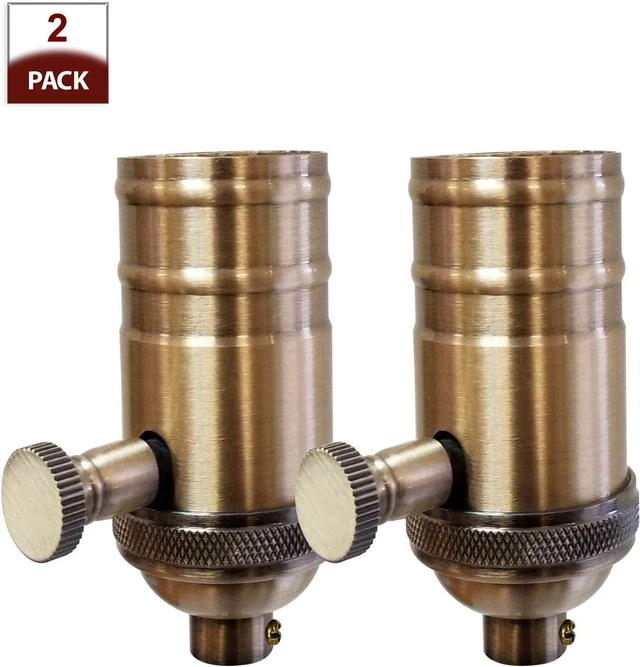 Alt view image 2 of 7 - Royal Designs Vintage Full Range Dimmer Turn Knob Lamp Socket, Antique Brass, Set of 2