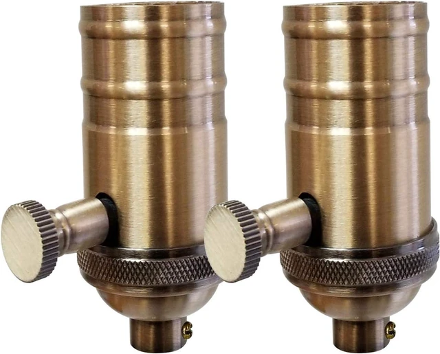 Main image of Royal Designs Vintage Full Range Dimmer Turn Knob Lamp Socket, Antique Brass, Set of 2