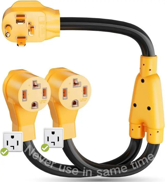 Main image of MECMO 4 Prong Dryer Y Splitter 30 Amp NEMA 14-30P to 2x 14-30R Power Cord Connector Y Adapter, 120V/240V 30A Dual 14-30R Receptacle for 4-Prong 14-30 New Dryer Plug and EV Charger, STW 10 AWG 4C 2.2ft
