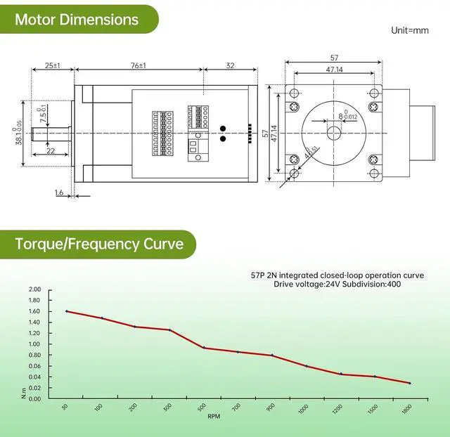 Alt view image 6 of 7 - CNCTOPBAOS JSS57P2N Nema23 2N.m Closed Loop Stepper Motor Integrated Digital Hybrid Servo Drive System 24-48V DC RS232 with 1000 Encoder line for Robots,Cutting,Marking,CNC Router Engraving Machine