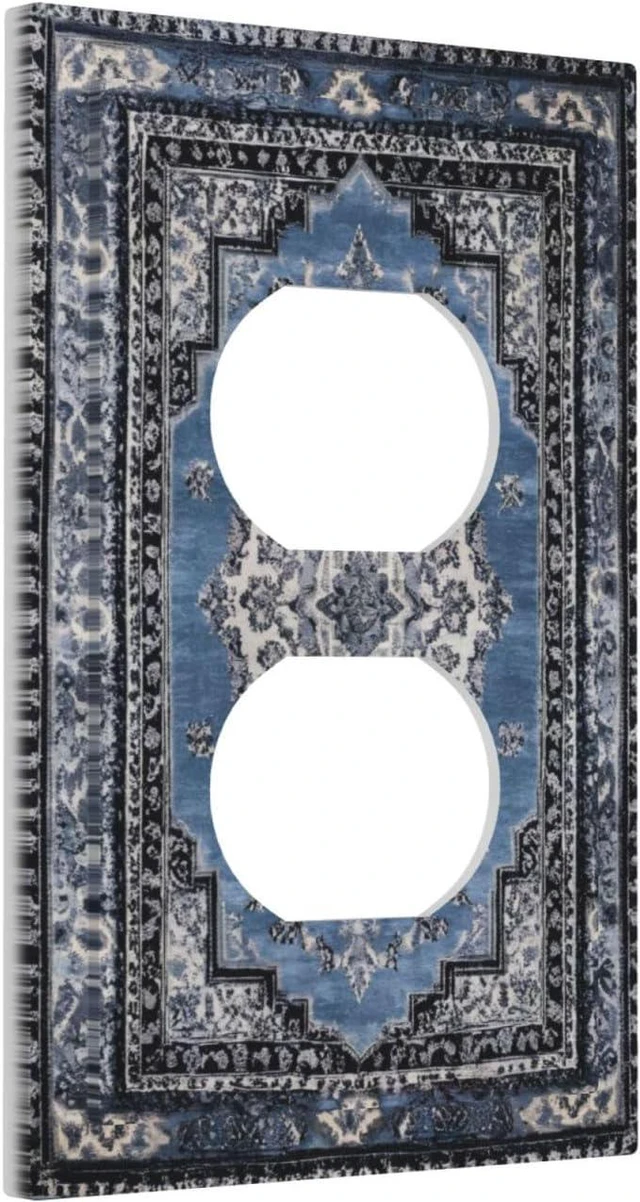 Alt view image 2 of 7 - Vintage Blue Boho Medal 1 Gang Duplex Outlet Covers Decorative Single Plug Wall Plate Electrical Receptacle Light Switch Cover Plate Dimmer Switchplate Faceplate for Country Bathroom Decor