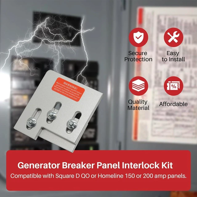 Alt view image 5 of 6 - Generator Interlock Kit Suitable for Square D QO or Homeline 150 or 200 amp Panels.
