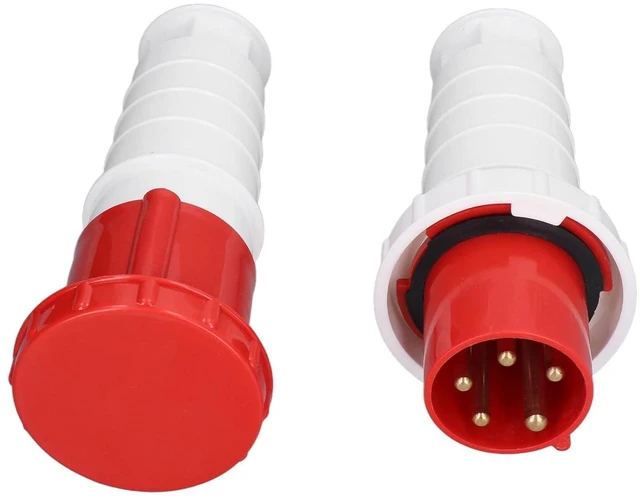 Alt view image 2 of 7 - POCREATION 3-Phase 5-Pin Power Connector Set, 380-415V 63A IP67 Waterproof Electrical Socket & Plug Kit for Industrial and Wind Projects