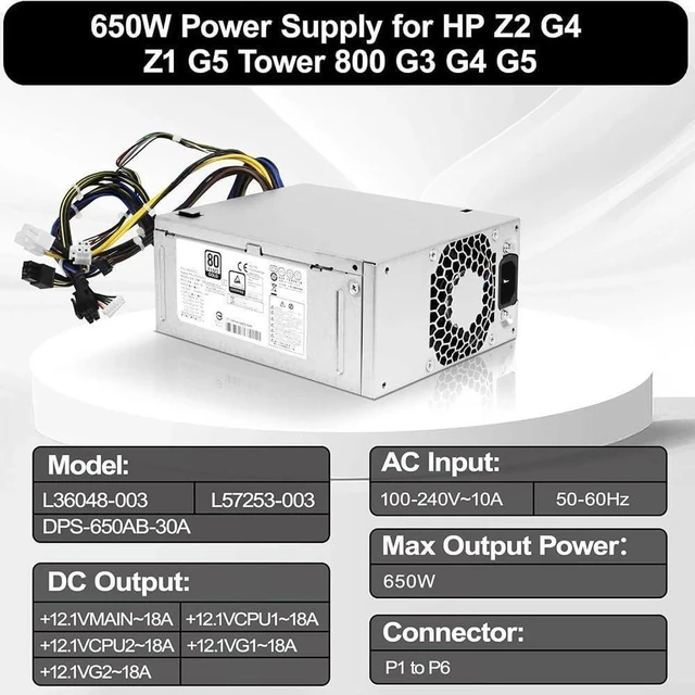 Alt view image 7 of 7 - 650W Power Supply Compatible with HP Z2 G4 Z1 ForG5 800 G3 G4 ForG5 TE01 TG01 DPS 650AB 30A Efficient Power Conversion System