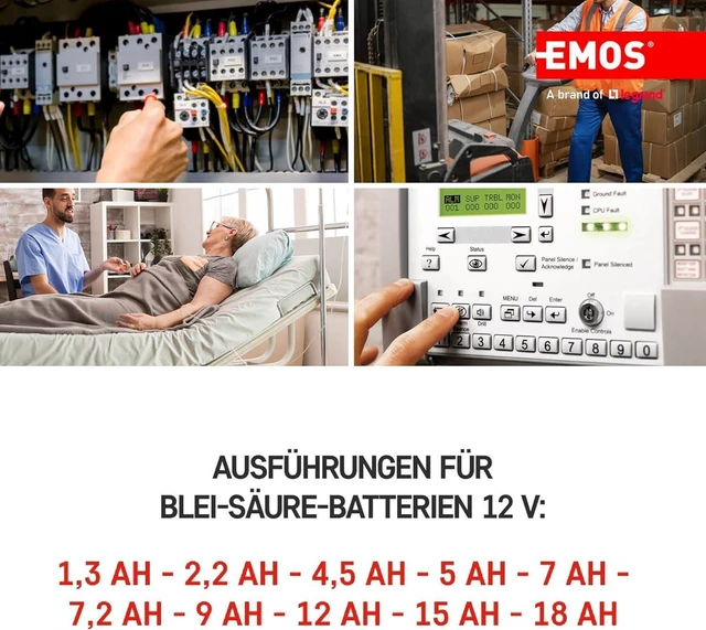 Alt view image 5 of 6 - EMOS Maintenance-free lead-acid battery for hazard detection systems, fire detection technology, UPS elevators, 12 V, 12 Ah