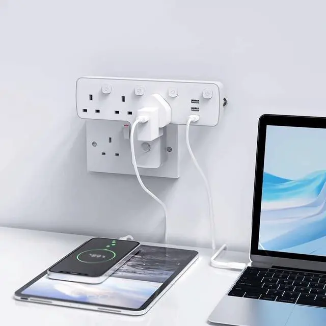 Alt view image 2 of 5 - Rotatable Plug Adapter Extension Power Socket with Charge Surge Protected AC Outlets