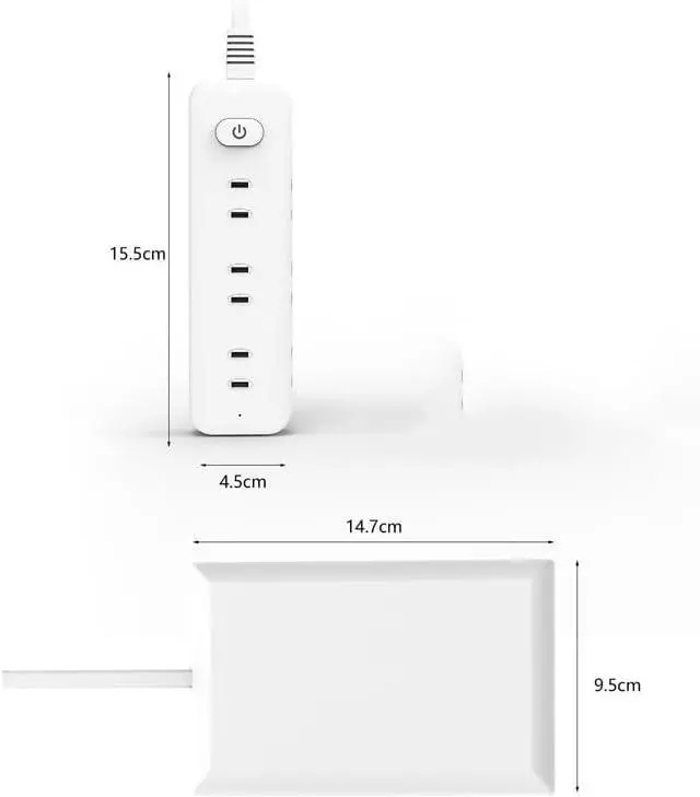 Alt view image 5 of 5 - Surge Protector Plug Power Strip 2M Smart Socket Multiple Extension Cord