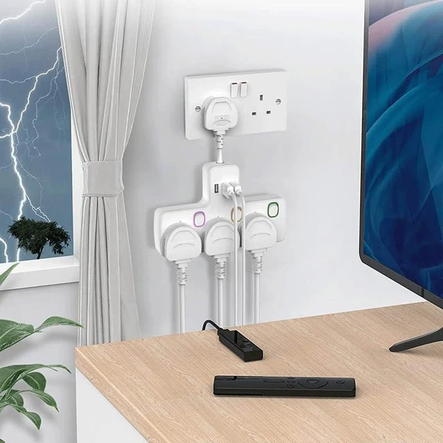 Alt view image 3 of 5 - Extension Power Cord with Quick Charging Adapter Socket Surge Protector