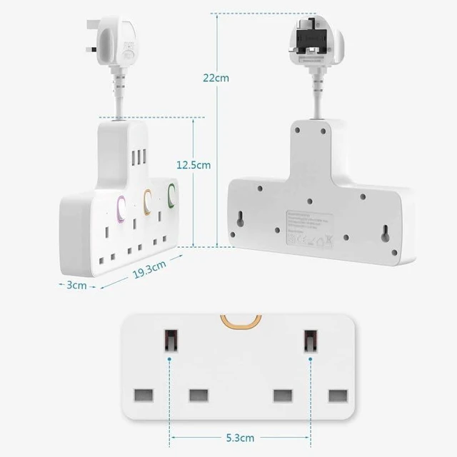 Alt view image 5 of 5 - Extension Power Cord with Quick Charging Adapter Socket Surge Protector
