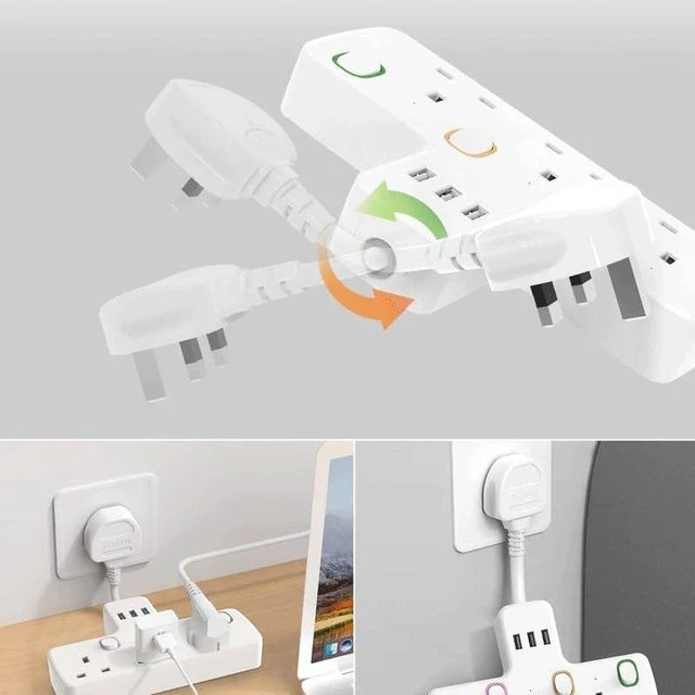 Alt view image 4 of 5 - Extension Power Cord with Quick Charging Adapter Socket Surge Protector