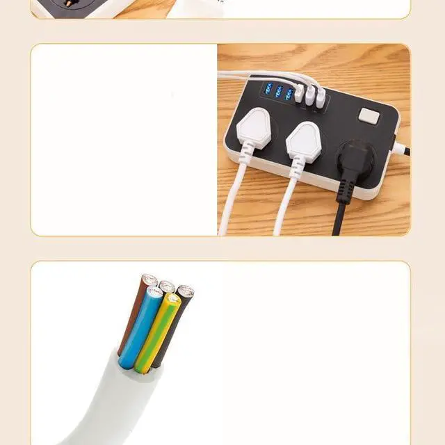Alt view image 5 of 5 - Multiple AC Electrical Rewireable Power StripOutlets Extension Socket Cord Cable