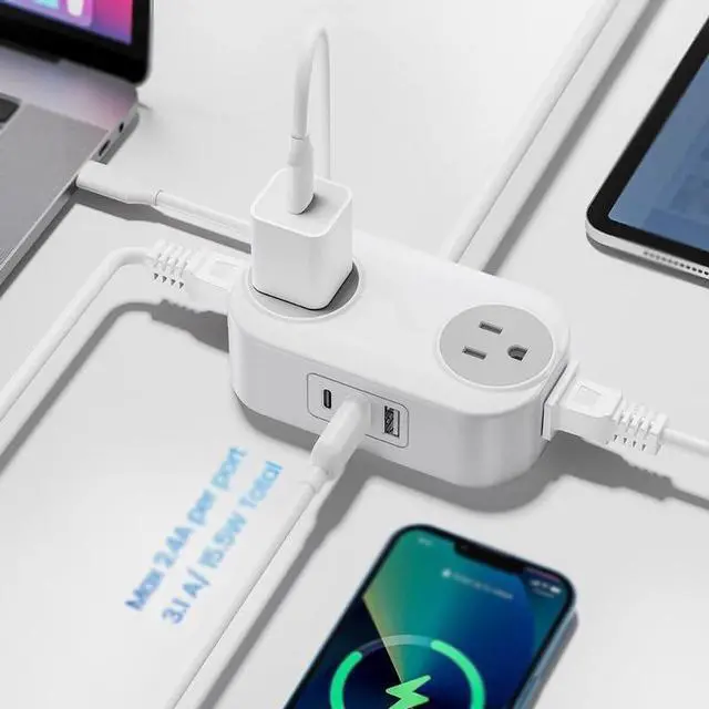 Alt view image 3 of 5 - Fast Cable Extension Socket AC Outlets Power Plug for Home Office