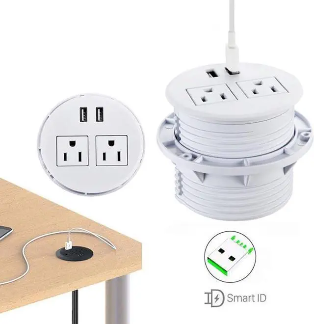 Alt view image 2 of 6 - Circular Desktop Socket Embedded Office Furniture Twisted and Fixed