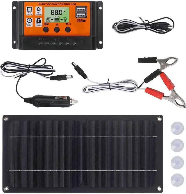 Alt view image 4 of 5 - 600W Monocrystalline Panel Kit with 100A MPPT Charge Controller for RV, Camping, Boats and Outdoor Applications, Includes Connecting Wires, Suction Cups, Car Charging Cable and Output Clips