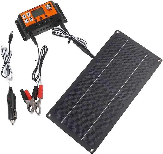 Alt view image 5 of 5 - 600W Monocrystalline Panel Kit with 100A MPPT Charge Controller for RV, Camping, Boats and Outdoor Applications, Includes Connecting Wires, Suction Cups, Car Charging Cable and Output Clips