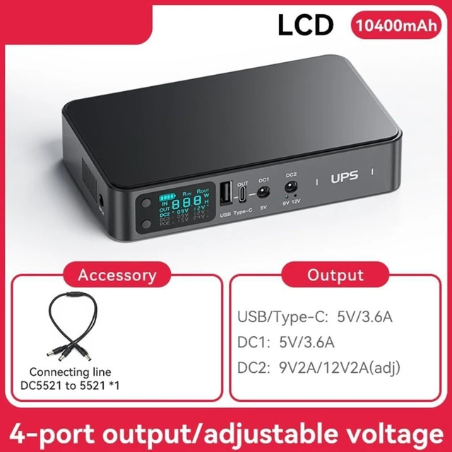 Alt view image 2 of 7 - Uninterruptible Power Supply Type C 5.5x2.1mm Port for Home Electronics Supports DC5V9V12V2A Output Adjustable Powerful