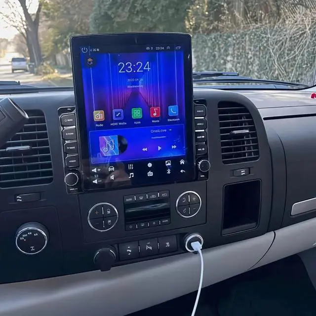 Main image of 9.7 Inch Double Din Car Stereo Radio with CarPlay 4 LED Backup Camera for Chevrolet for Silverado 1500 / 2500 / 3500 -High-Speed 2GB RAM 32GB ROM