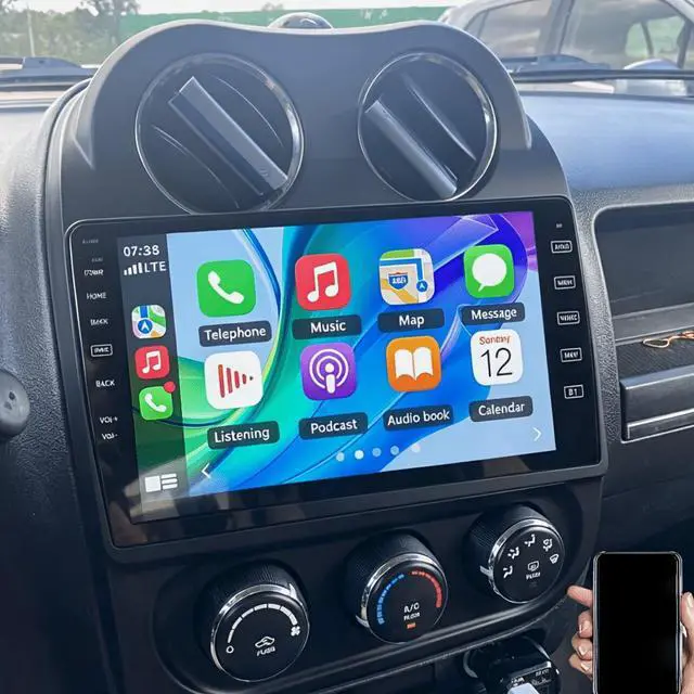 Main image of 9 Inch Touchscreen Android 15 Car Stereo Head Unit for Jeep for Compass 2010-2016, 4GB+64GB GPS Navigation Multimedia Player Built-in Microphone Support WiFi Bluetooth FM RDS SWC Mirror Link