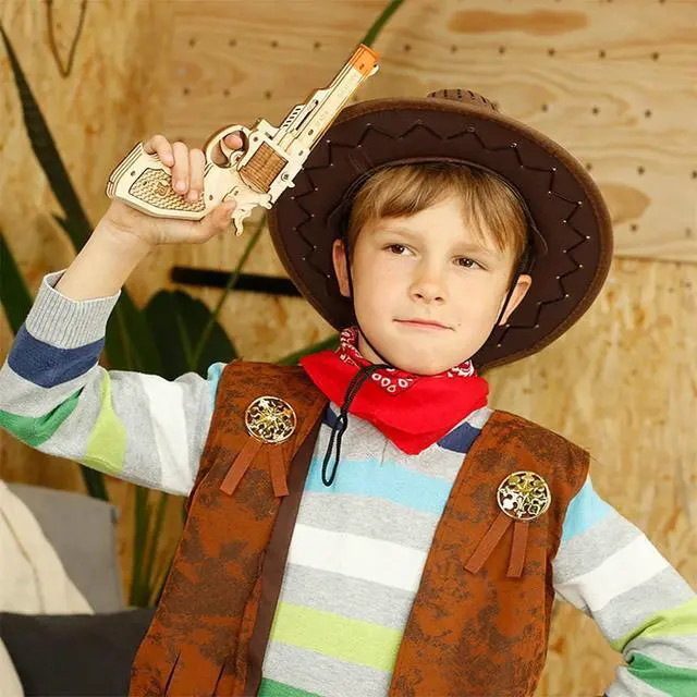 Alt view image 2 of 6 - ROKR 3D Wooden Puzzle Self Assemble Game Toys Mechanical Gun Model with Villains Targets & Rubber Bands Bullets for Teens, Adults