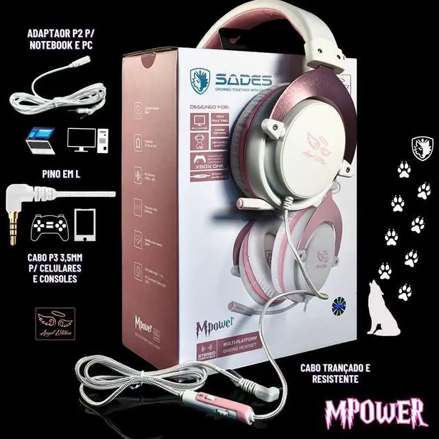 Alt view image 7 of 7 - Gaming Headset for PS4, PC, Mobile, Noise Cancelling Over Ear Headphones with Retractable and Flexible Mic & Soft Memory Earmuffs for Laptop Nintendo Switch Games-Angel Edition