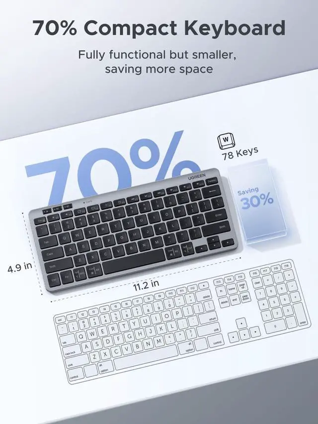 Alt view image 2 of 7 - K551 Slim Quiet Wireless Bluetooth 78Keys Keyboard, 3-Device Free Switching with Bluetooth & 2.4G, Compatible with Windows/macOS/iOS/Android, Works with MacBook, Lenovo, HP