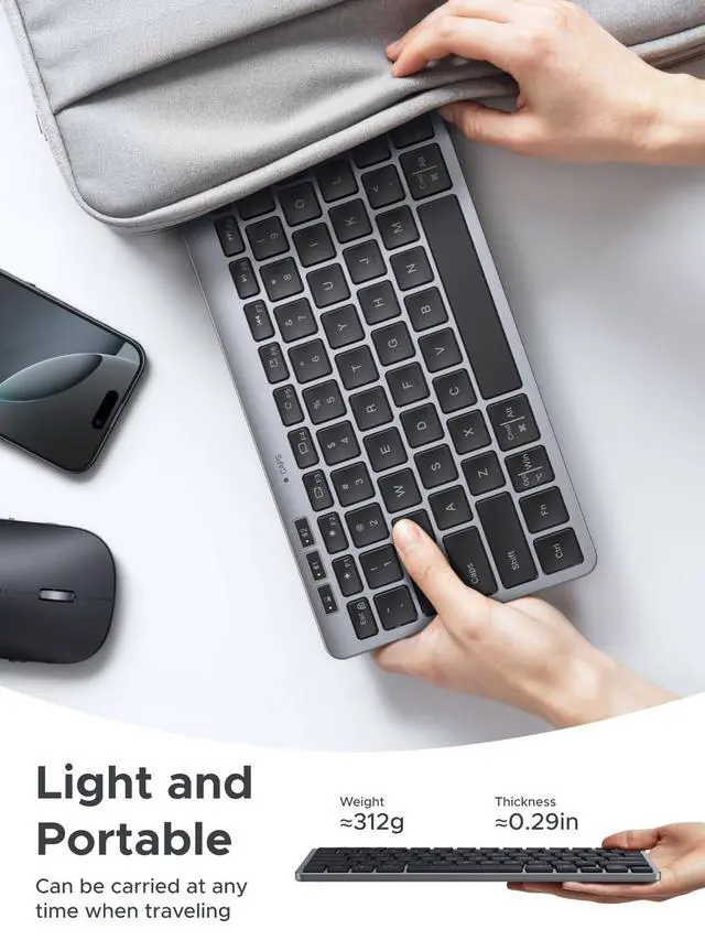 Alt view image 3 of 7 - K551 Slim Quiet Wireless Bluetooth 78Keys Keyboard, 3-Device Free Switching with Bluetooth & 2.4G, Compatible with Windows/macOS/iOS/Android, Works with MacBook, Lenovo, HP