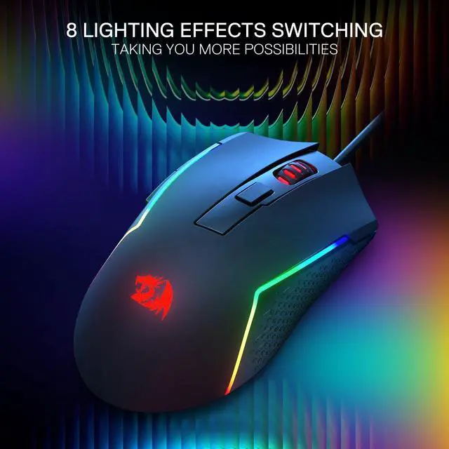 Alt view image 4 of 7 - M616 RGB Gaming Mouse, 10000 DPI Wired Optical Mouse with 6 Programmable Buttons & 8 Backlit Modes, Software Supports DIY Keybinds