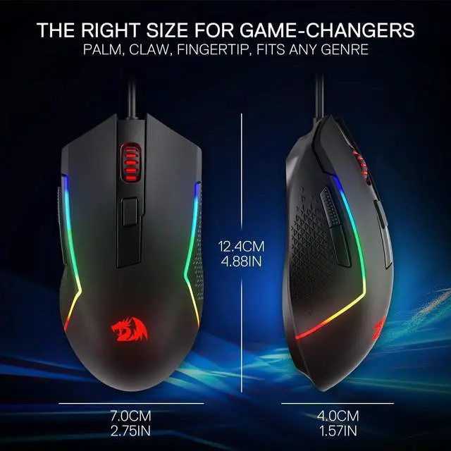 Alt view image 6 of 7 - M616 RGB Gaming Mouse, 10000 DPI Wired Optical Mouse with 6 Programmable Buttons & 8 Backlit Modes, Software Supports DIY Keybinds