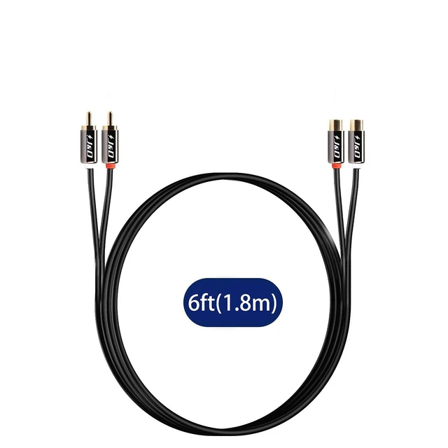 Alt view image 7 of 7 - 2 RCA Extension Cable, RCA Male to Female Stereo Cable, 6 ft Gold Plated Connectors, Heavy Duty Copper Shell & OFC conductors - Clear Bass, Noise Shielding for Hi-Fi, TV and Home Theater