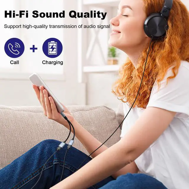 Alt view image 3 of 7 - iPhone Splitter for Charging and Headphone,2 in 1 Dual Lightning Splitter for Earphone, iPhone Audio and Charge Adapter Dongle Cable for Phone 14/13/12/11/pad