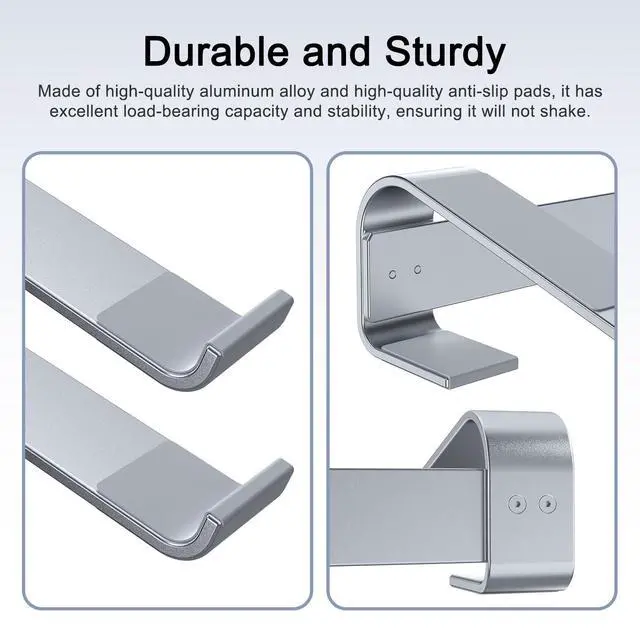 Alt view image 6 of 6 - MOKURU Laptop Stand for Desk, Aluminum Laptop Riser, Ergonomic Computer Stand Compatible with for MacBook Pro/Air, Dell, HP, Lenovo, 10-17.3'' (Silver)