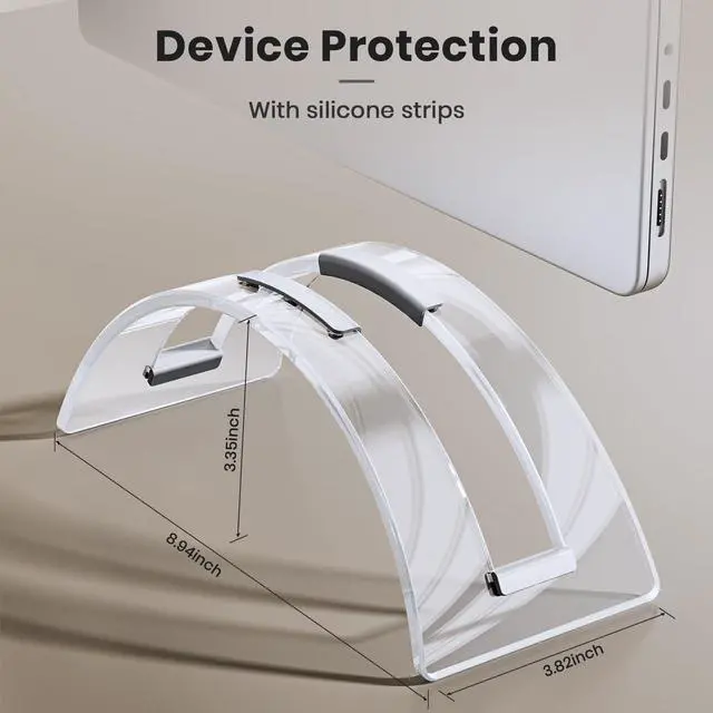 Alt view image 5 of 7 - Acrylic Vertical Laptop Stand for Desk,Acrylic Invisible Desktop Notebook Dock,Vertical Laptop Holder Space-Saving Organizer for All MacBook, Surface, Samsung, HP, Dell