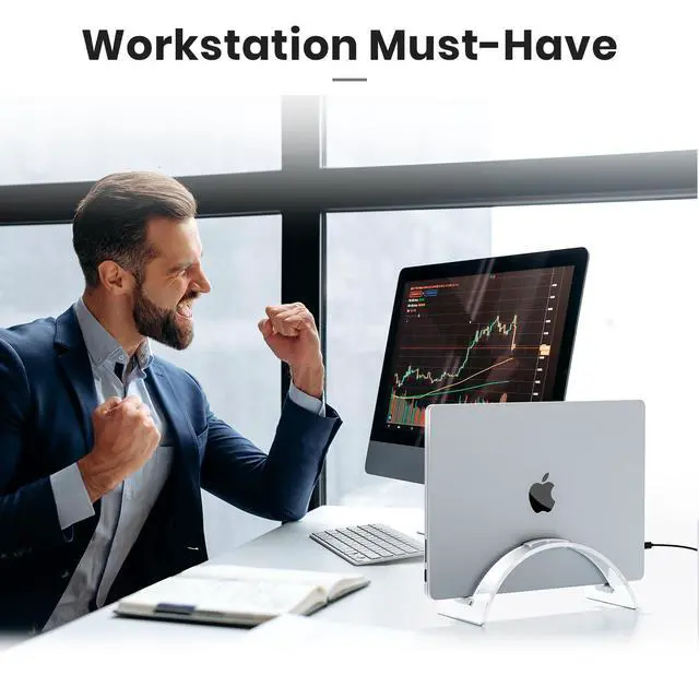 Alt view image 7 of 7 - Acrylic Vertical Laptop Stand for Desk,Acrylic Invisible Desktop Notebook Dock,Vertical Laptop Holder Space-Saving Organizer for All MacBook, Surface, Samsung, HP, Dell