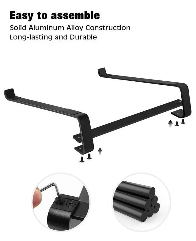Alt view image 2 of 7 - Aluminum Laptop Stand for Desk - Cooling Ergonomic Design - Fits MacBook Air Pro/DELL/HP/Lenovo/ThinkPad/Alienware - 13/14/15.6/16 -Easy Assembly- Ventilated Laptop Stand for Optimal Airflow