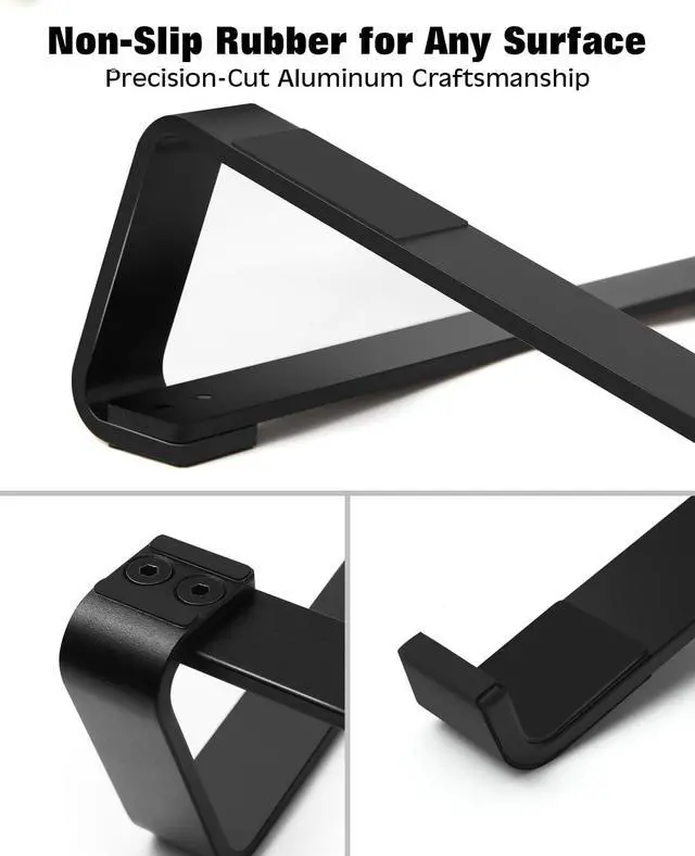 Alt view image 3 of 7 - Aluminum Laptop Stand for Desk - Cooling Ergonomic Design - Fits MacBook Air Pro/DELL/HP/Lenovo/ThinkPad/Alienware - 13/14/15.6/16 -Easy Assembly- Ventilated Laptop Stand for Optimal Airflow