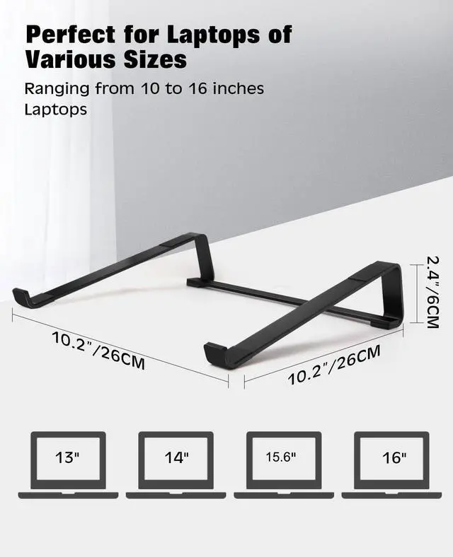 Alt view image 4 of 7 - Aluminum Laptop Stand for Desk - Cooling Ergonomic Design - Fits MacBook Air Pro/DELL/HP/Lenovo/ThinkPad/Alienware - 13/14/15.6/16 -Easy Assembly- Ventilated Laptop Stand for Optimal Airflow